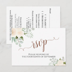 Champagne Peach Rose Elegant Boho Wedding RSVP Karte