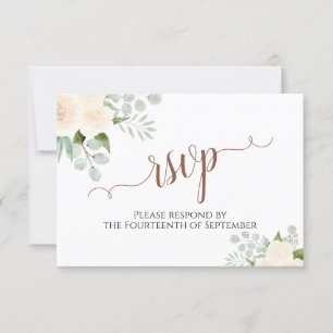 Champagne Peach Rose Elegant Boho Wedding RSVP Karte