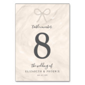 Champagne Pearl Bow Elegant Luxury Wedding Tischnummer (Rückseite)
