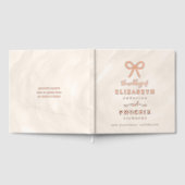 Champagne Pearl Bow Elegant Square Wedding Gästebuch (Voll)