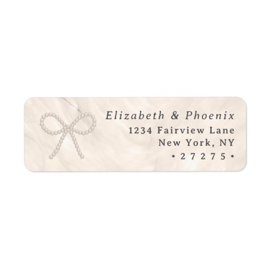 Champagne Pearl Bow Elegant Wedding Return Address (Vorne)