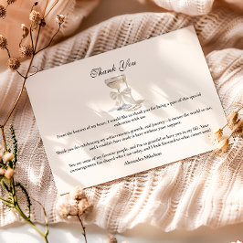 Champagne Pearl Bow Graduation Dankeskarte