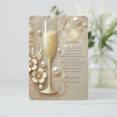 Champagne & Pearl Elegant Wedding Shower Dankeskarte (Stehend Vorderseite)
