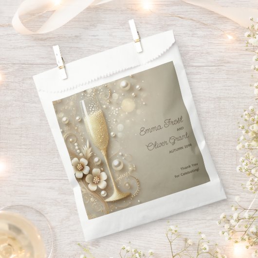 Champagne & Pearl Elegante Hochzeitsdusche Geschenktütchen (Ausgeschnitten)