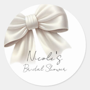 Champagne Pearl Ivory White Bow Brautparty Runder Aufkleber