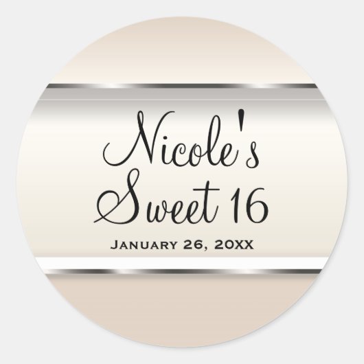 Champagne Pearl Shimmer Chic Wedding Party Gefalle Runder Aufkleber (Vorderseite)