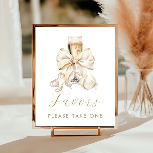Champagne & Pearls Bridal Shower Favor Sign Poster