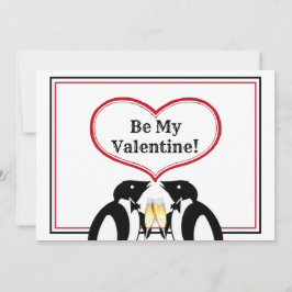 Champagne Penguins Valentine Card Ankündigung