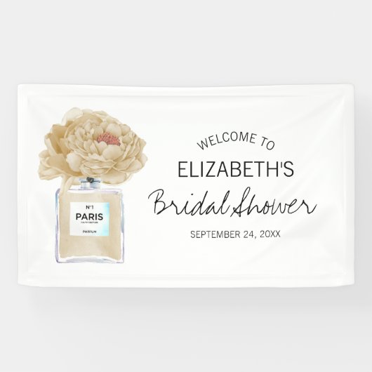 Champagne Peonies Floral Brautparty Willkommen Banner (Horizontal)