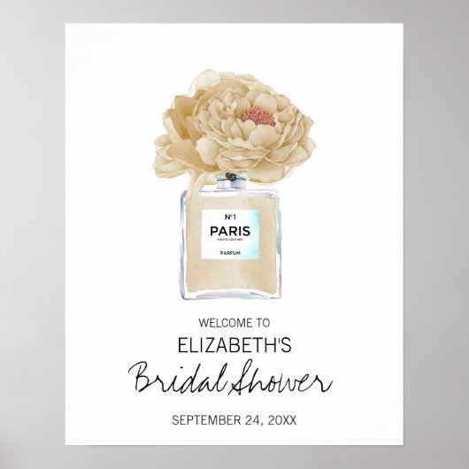 Champagne Peonies Floral Brautparty Willkommen Poster (Vorne)