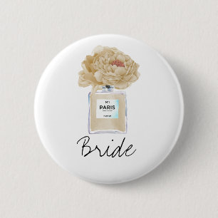 Champagne Peonies & Perfume Bride Button