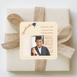 Champagne photo She did it Graduate Quadratischer Aufkleber