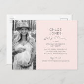 Champagne Pink Baby Dusche by Mail B/W Foto Einladungspostkarte (Vorne/Hinten)