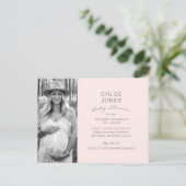 Champagne Pink Baby Dusche by Mail B/W Foto Einladungspostkarte (Stehend Vorderseite)