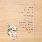 Champagne & Pink Blumenzeremonie Acryleinladungen (Vorderseite)