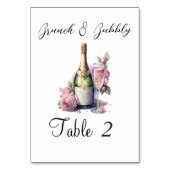 Champagne Pink Brautparty Party Tischnummer (Vorderseite)
