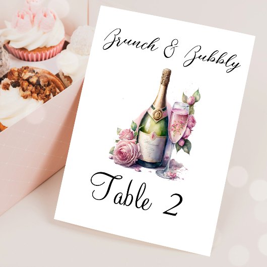 Champagne Pink Brautparty Party Tischnummer