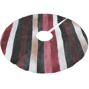 Champagne Pink Burgunder Schwarz Streifen   Polyester Weihnachtsbaumdecke