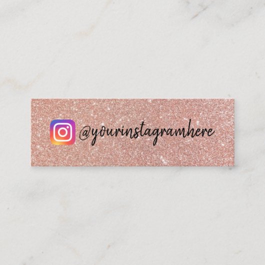 Champagne Pink Glitzer Instagram Mini Visitenkarte (Vorderseite)