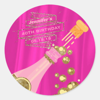Champagne Pink Gold Elegante Geburtstagsparty Gefa Runder Aufkleber