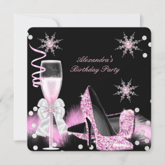 Champagne Pink High Heels Geburtstagsparty Einladung