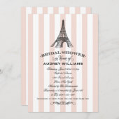 Champagne Pink Paris Eiffel Tower Brautparty Einladung (Vorne/Hinten)