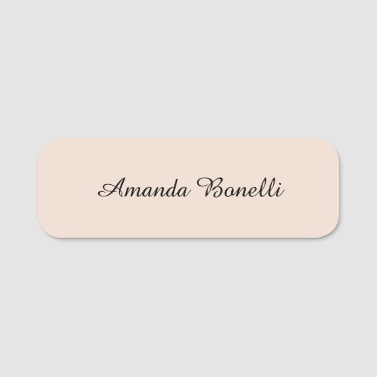 Champagne Pink Plain Simple Minimalist Modern Namensschild (Vorderseite)
