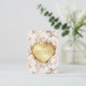 Champagne Pink Rose Floral Wedding RSVP Begleitkarte (Stehend Vorderseite)