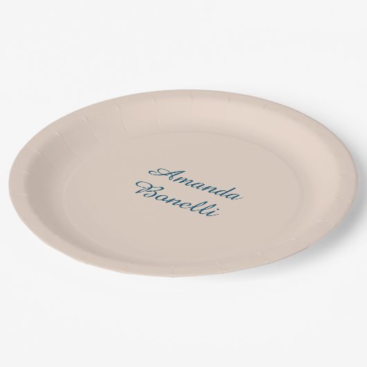 Champagne Pink Schlicht Einfach Minimalistisch mod Pappteller (Schrägansicht)