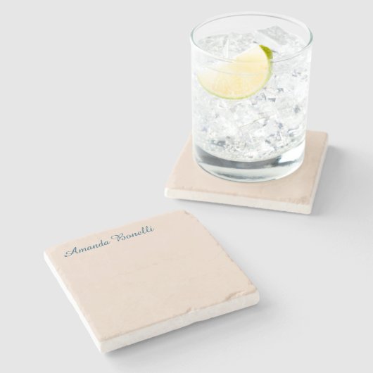 Champagne Pink Schlicht Einfach Minimalistisch mod Steinuntersetzer (Seitenansicht)