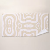 Champagne Pink White Abstrakt Wavy Badehandtuch (Badehandtuch)