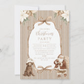 Champagne Poinsettia Christmas Einladung (Vorderseite)