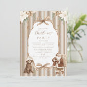 Champagne Poinsettia Christmas Einladung (Stehend Vorderseite)