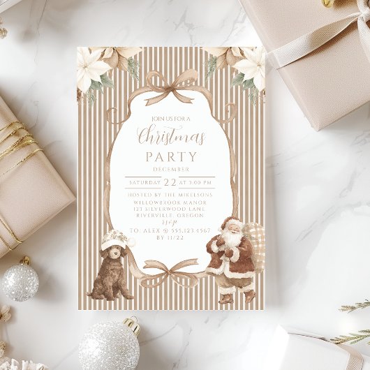 Champagne Poinsettia Christmas Einladung