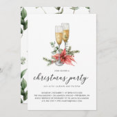 Champagne Poinsettia und Grünes Weihnachtsfest Par Einladung (Vorne/Hinten)