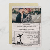 Champagne Polen Pass Einladung Hochzeit (Vorne/Hinten)