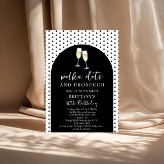 Champagne Polka Dots and Prosecco Birthday Party Einladung