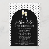 Champagne Polka Dots and Prosecco Birthday Party Einladung (Vorderseite)