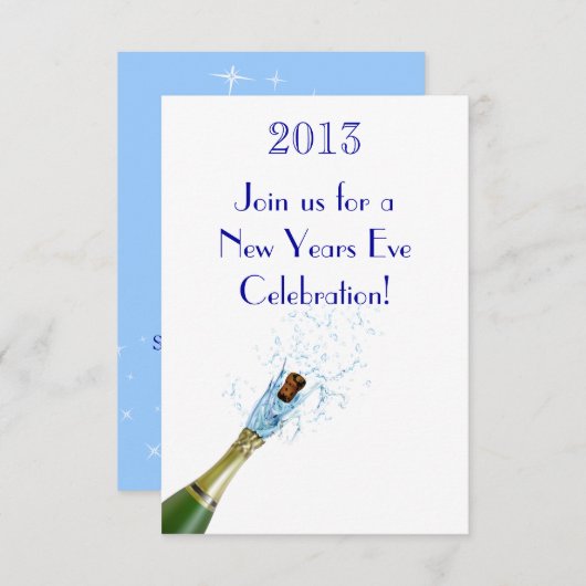 Champagne Popping Einladung (Vorne/Hinten)