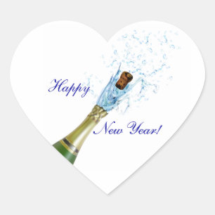 Champagne Popping Herz-Aufkleber