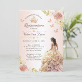 Champagne Princess Dress Quinceañera Geburtstag Einladung (Stehend Vorderseite)