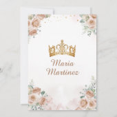 Champagne Princess Floral Gold Glitzer Quinceañera Einladung (Rückseite)