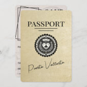 Champagne Puerta Vallarta Passport Save the Date (Vorne/Hinten)