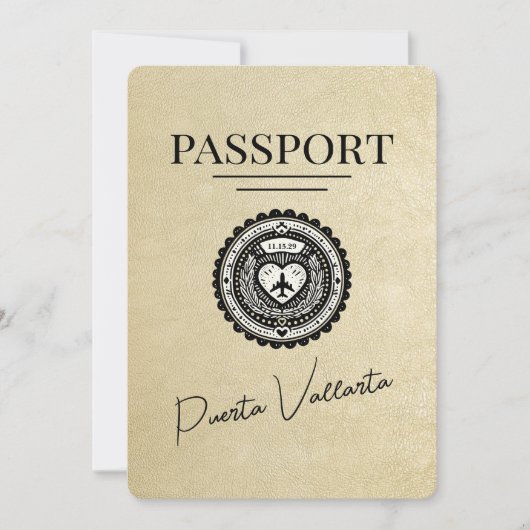 Champagne Puerta Vallarta Passport Save the Date (Vorderseite)