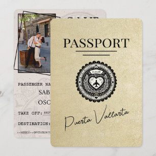 Champagne Puerta Vallarta Reisepass Save The Date