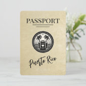 Champagne Puerto Rico Passport Save The Date (Stehend Vorderseite)