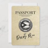 Champagne Puerto Rico Passport Wedding Einladung (Rückseite)