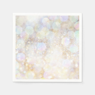 Champagne Rainbow Bokeh Glitzer Glam Party Serviette