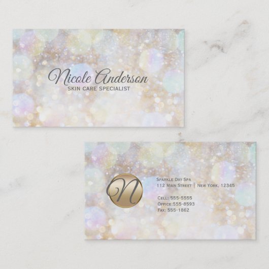 Champagne Rainbow Bokeh Glitzer Glam Trendy Modern Visitenkarte (Vorne/Hinten)