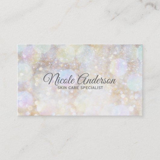 Champagne Rainbow Bokeh Glitzer Glam Trendy Modern Visitenkarte (Vorderseite)